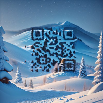 Snowy Mountain Valley Digital Painting QR Code for Posters