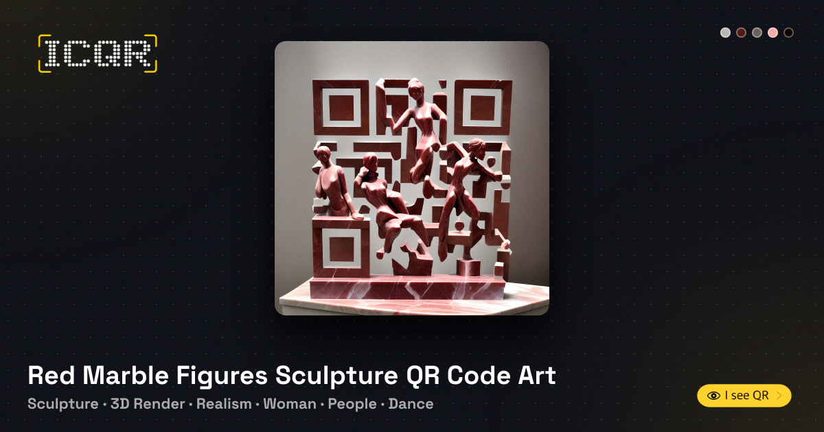 Red Marble Figures Sculpture QR Code Art • ICQR