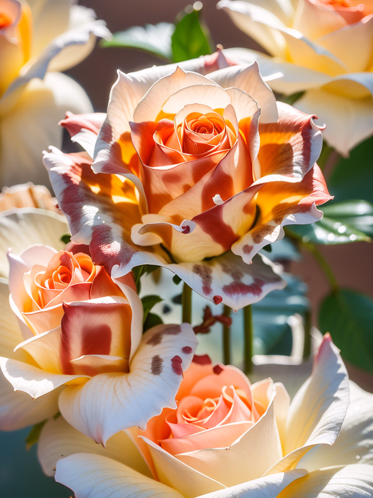 QR-код с кремовыми розами в макрофотографии — изображение 1