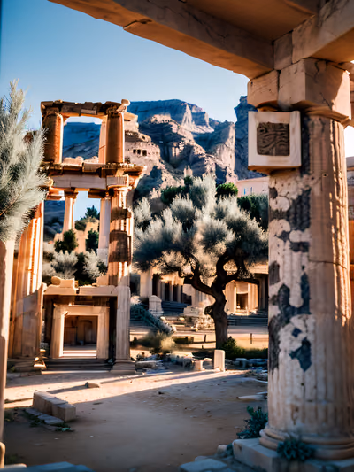 Ancient Greek Ruins Film Photo QR Code for Posters — image 1