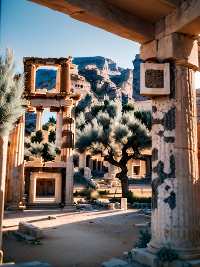 Ancient Greek Ruins Film Photo QR Code for Posters
