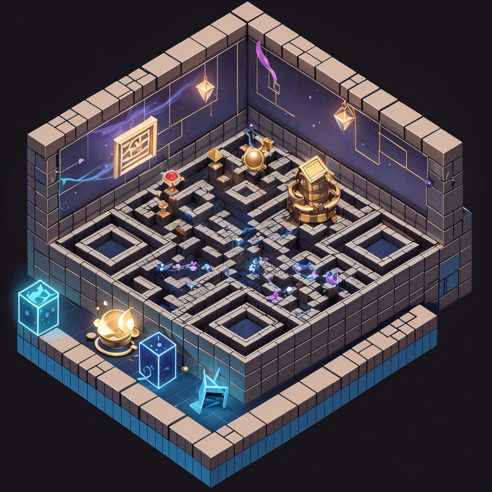 Isometric Dungeon Room 3D Game World QR Code for Posters — image 1