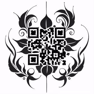 Black Floral Leaf Ink Tattoo QR Code for Temporary Tattoos — image 1