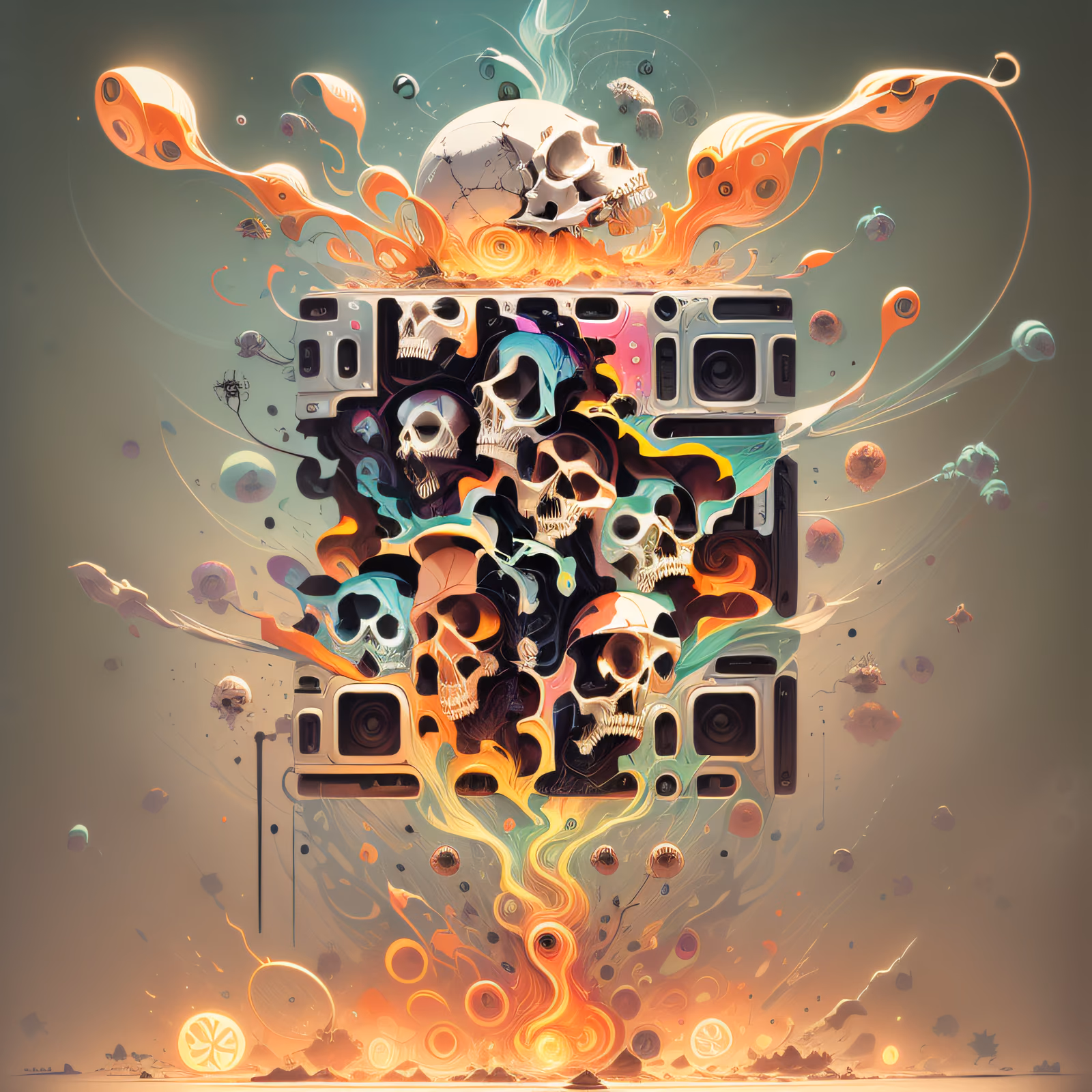 Skull Cluster Surreal QR Code for Posters — image 1