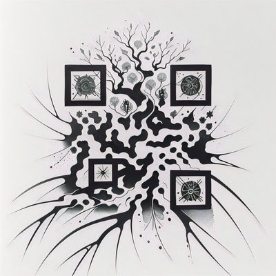 Tree Roots Starburst Ink Tattoo QR Code for Temporary Tattoos