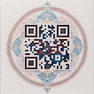 QR-код с тибетской мандалой и священной геометрией