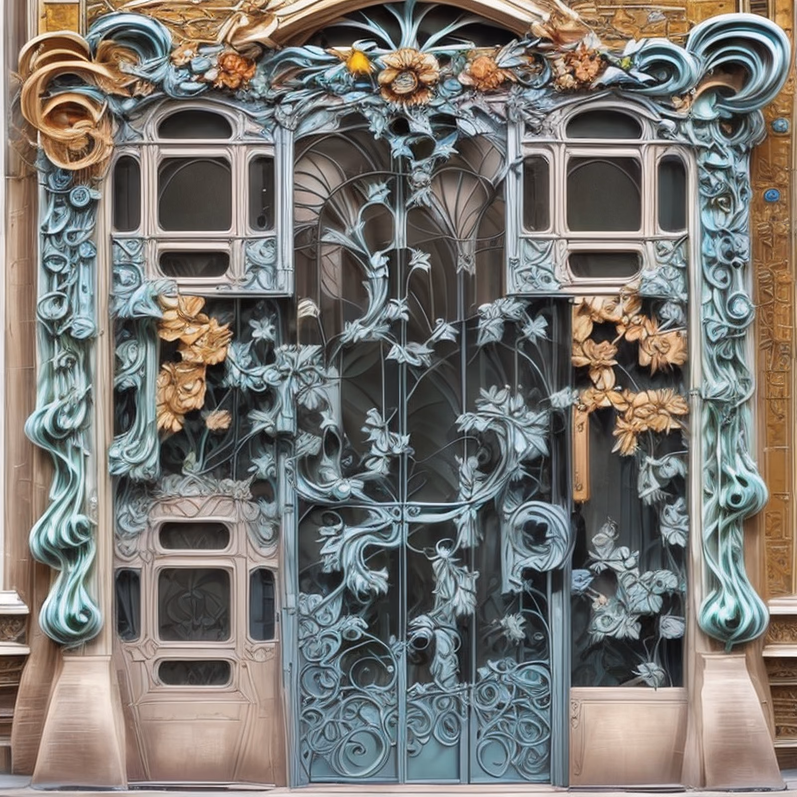 Art Nouveau Entrance Door QR Code Art — image 1