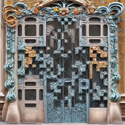 Art Nouveau Entrance Door QR Code Art — image 1