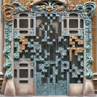 Art Nouveau Entrance Door QR Code Art