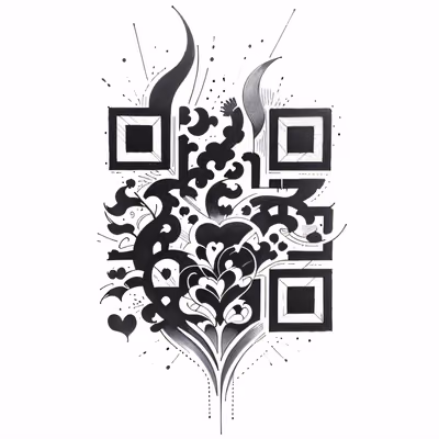 Ornate Ink Heart Tattoo QR Code for Temporary Tattoos — image 1