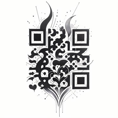 华丽墨迹爱心纹身二维码设计