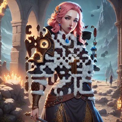 Героиня фэнтези ролевой игры: игровой арт QR-код для постеров