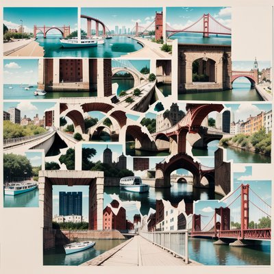 Bridge City Torn Photo Collage QR Code for Posters