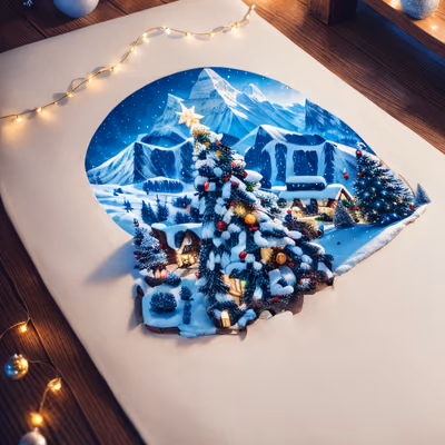 Snowy Christmas Village Mountain QR Code for Greeting Cards — image 1