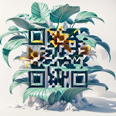 Lily Jungle 3D Render QR Code Art