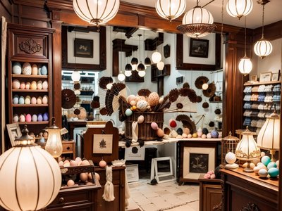 Antique Boutique Interior Photorealistic Store QR Code for Window Displays