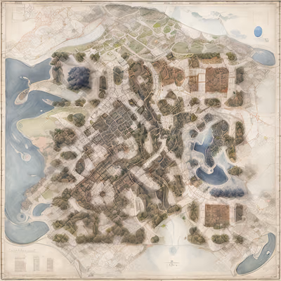 Vintage City Map Illustration River QR Code Art — image 1