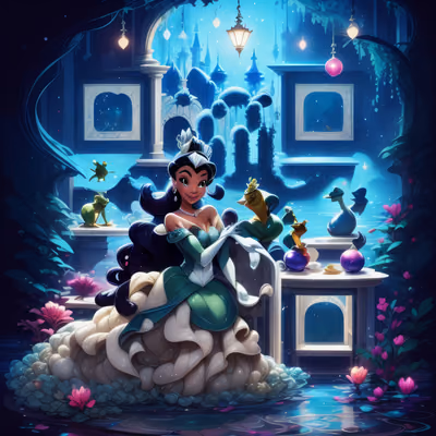 Принцесса в зелёном платье, мультяшный QR-код — изображение 1
