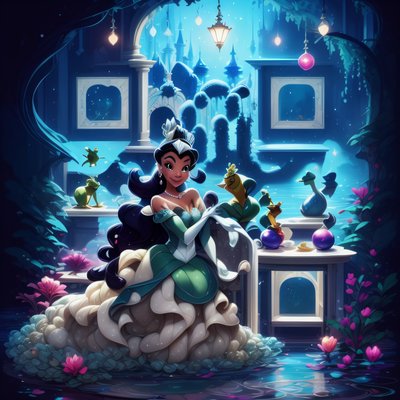 Princess in Green Gown Cartoon QR Code Art