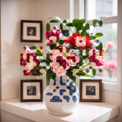 Peony Bouquet Window Photo QR Code Art — image 1