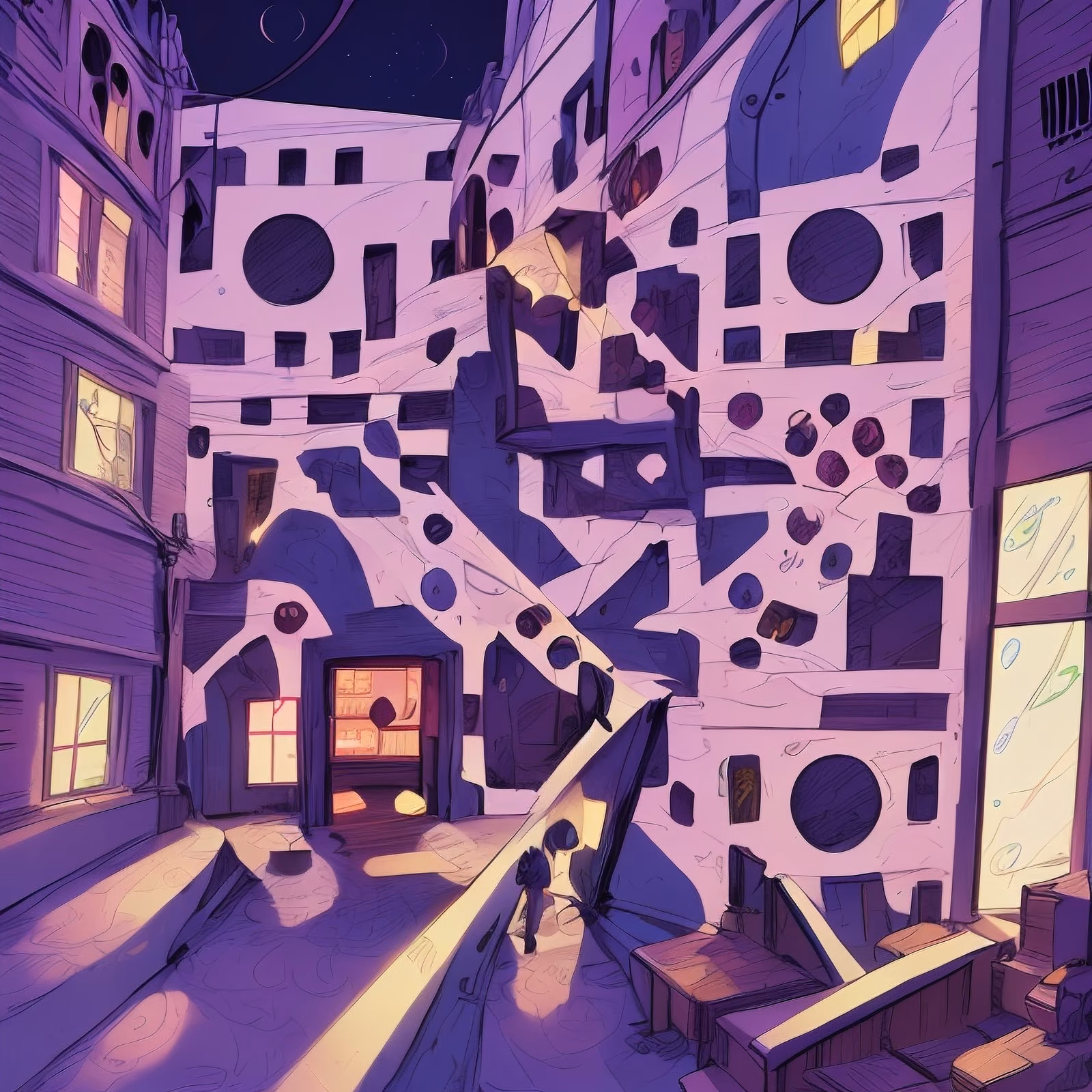 Purple Night Alley Comic QR Code for Posters — image 1