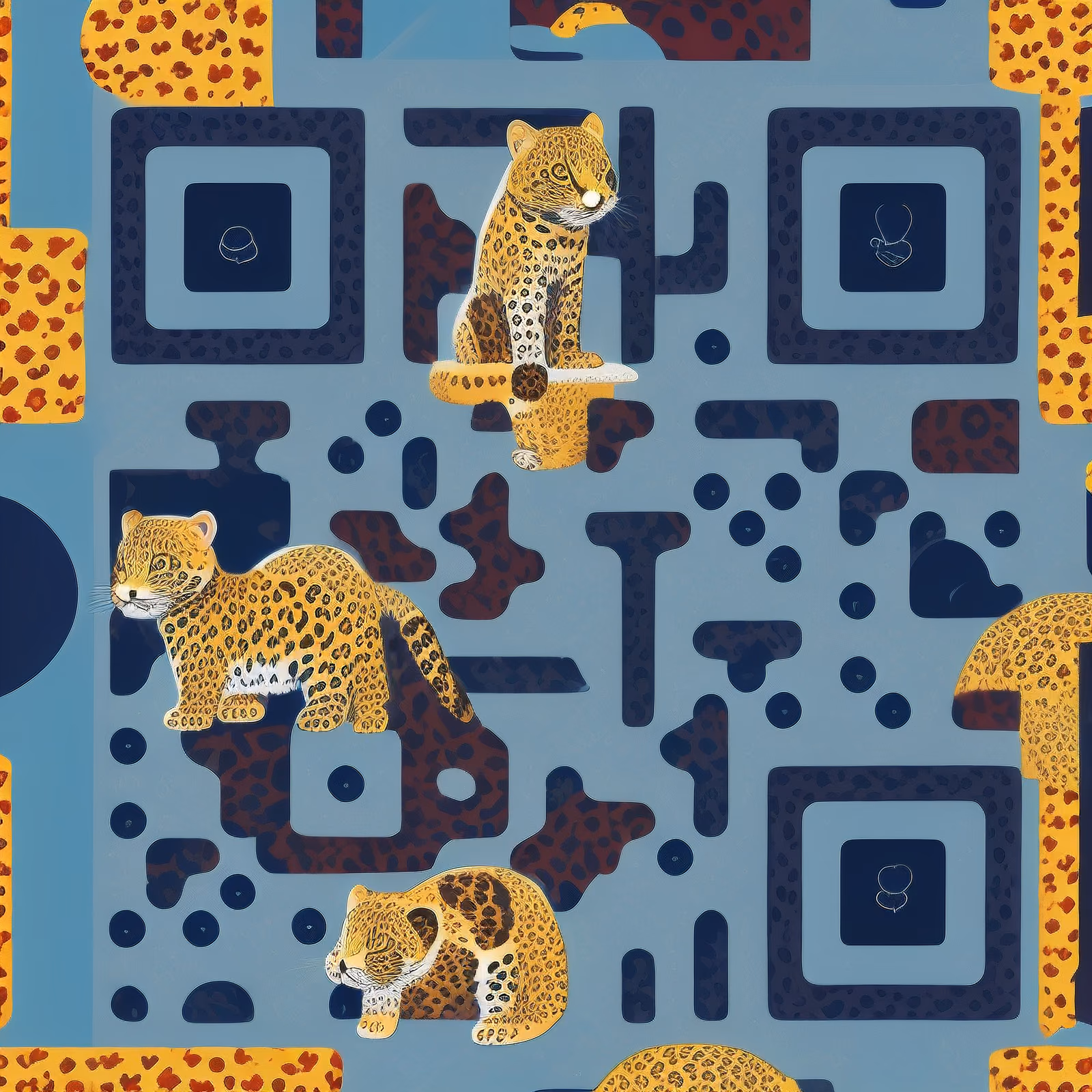 Leopard Cub Pattern QR Code for Apparel — image 1