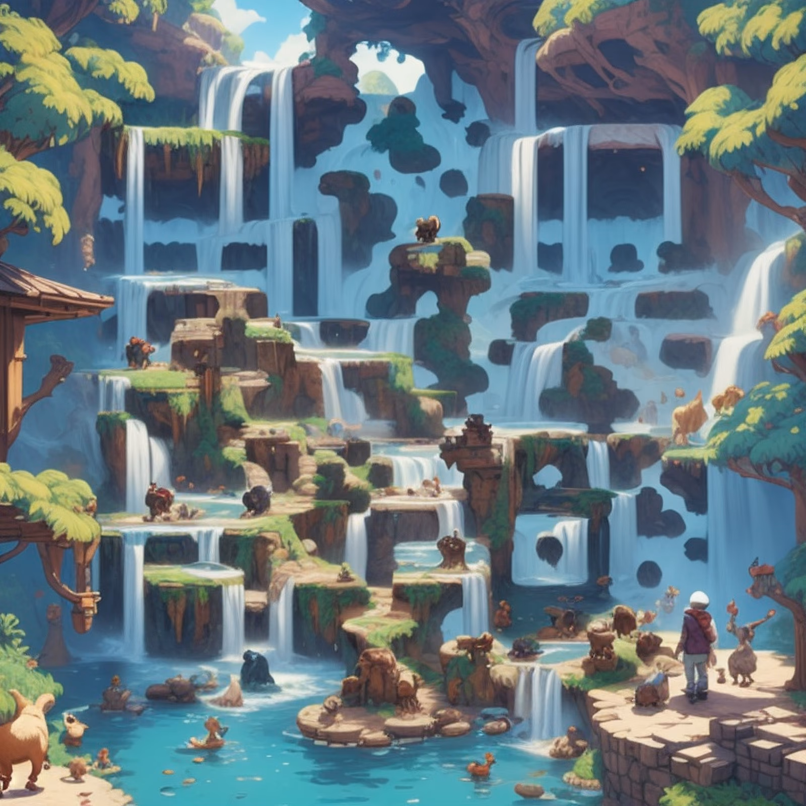 Waterfall Game World Concept Art QR Code for Posters — image 1