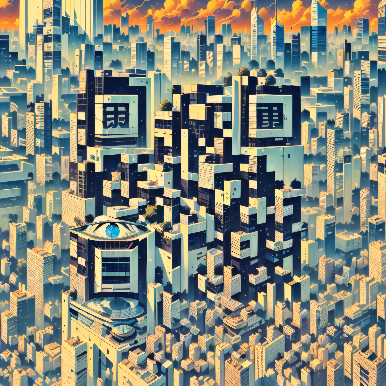 Dense Skyscraper Cityscape Illustration QR Code Art — image 1