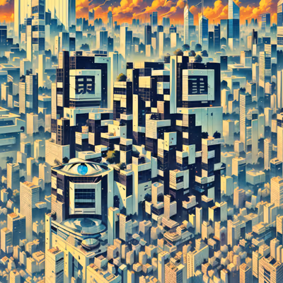 Dense Skyscraper Cityscape Illustration QR Code Art — image 1