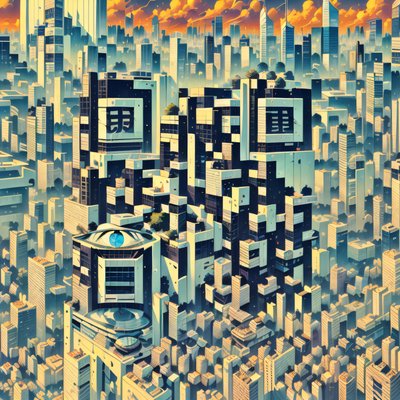 Dense Skyscraper Cityscape Illustration QR Code Art