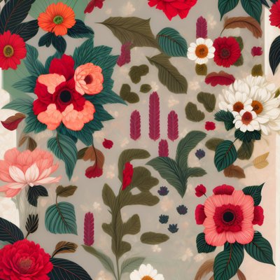 Red and Green Floral Pattern QR Code Art