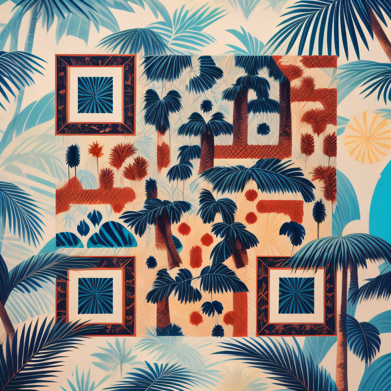 Tropical Palm Tree Pattern QR Code Art — image 1