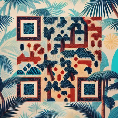 Tropical Palm Tree Pattern QR Code Art