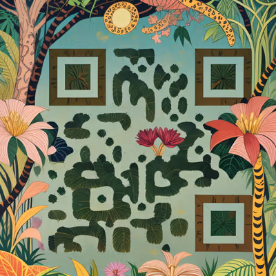 Tropical Jungle Foliage Illustrated QR Code Art — image 1