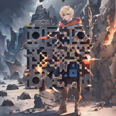 Armored Blonde Hero Concept Art QR Code for Posters — image 1