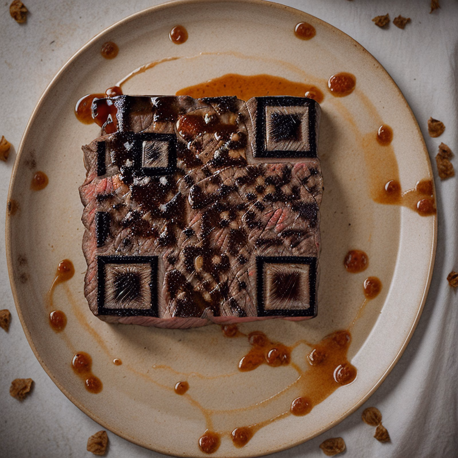 Seared Steak Photorealism QR Code for Restaurant Menus — image 1
