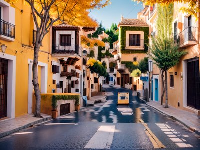 Spanish Village Street Photo QR Code for Posters