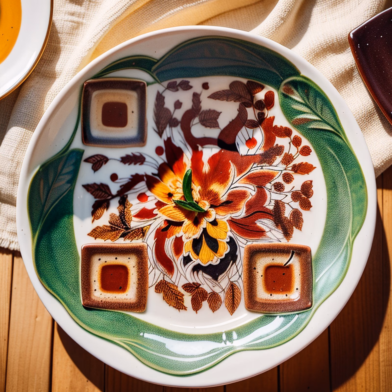 Folk Art Ceramic Plate QR Code for Table Tents — image 1