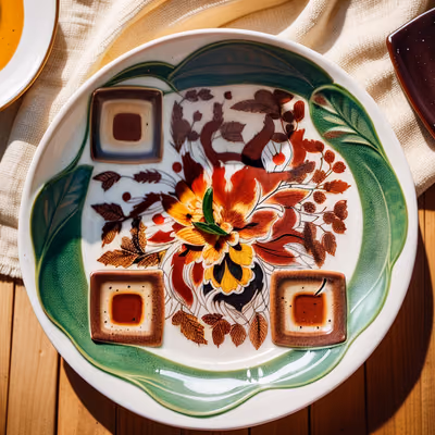 Folk Art Ceramic Plate QR Code for Table Tents — image 1
