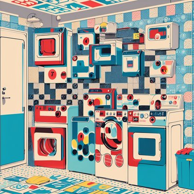 Retro Laundry Room Pop Art QR Code Art
