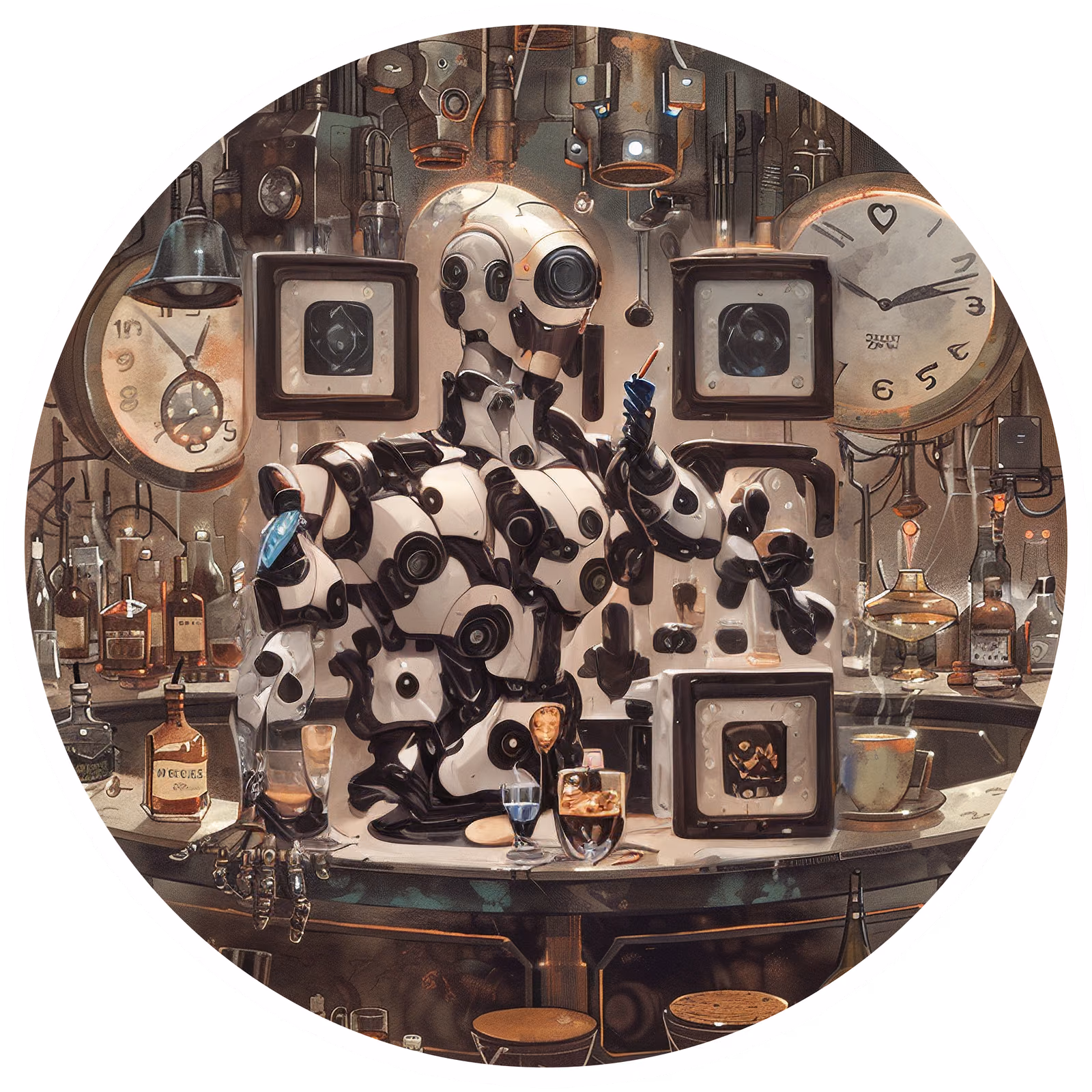 Robot Butler Bar Retrofuturist QR Code for Stickers — image 1