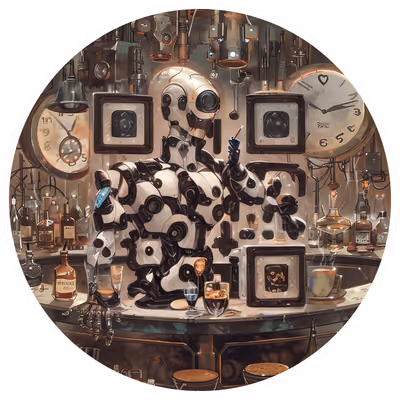 Robot Butler Bar Retrofuturist QR Code for Stickers — image 1