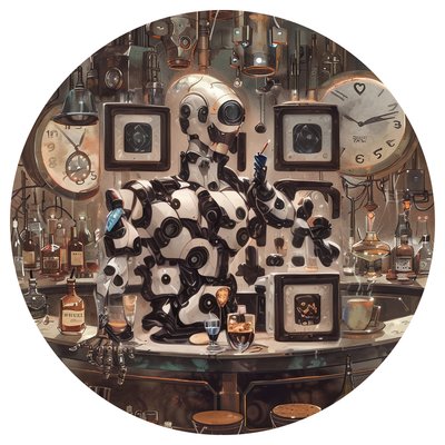 Robot Butler Bar Retrofuturist QR Code for Stickers