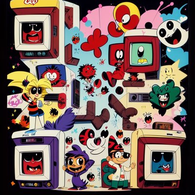90s Cartoon Characters Retro TV QR Code for Posters