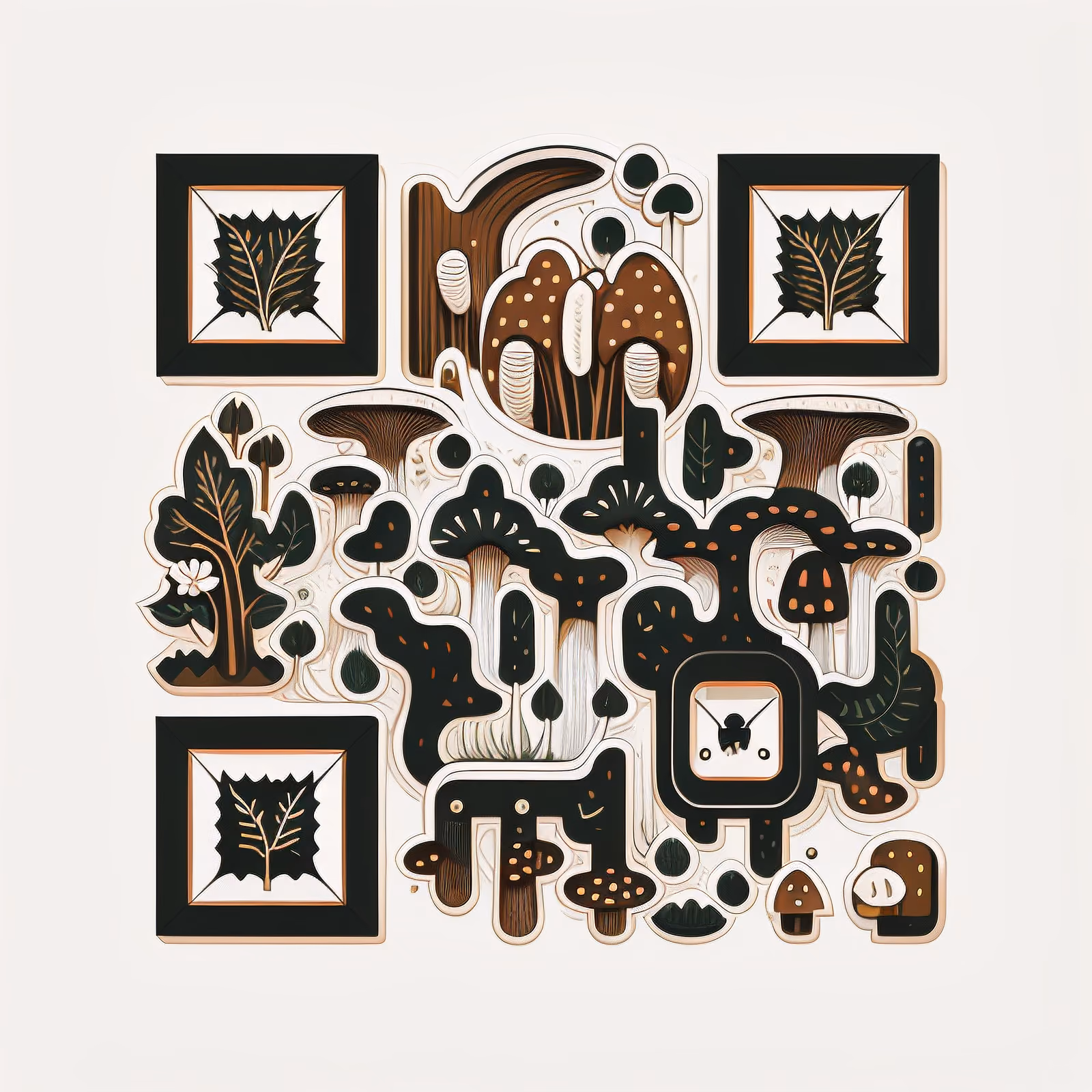 Forest Mushroom Vector Icons QR Code for Stickers — image 1