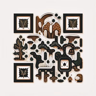 Forest Mushroom Vector Icons QR Code for Stickers — image 1