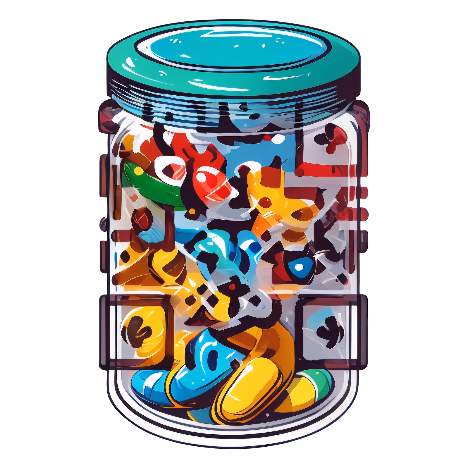 Баночка с таблетками, векторная наклейка: QR-код «яд и зелье» для стикеров — изображение 1