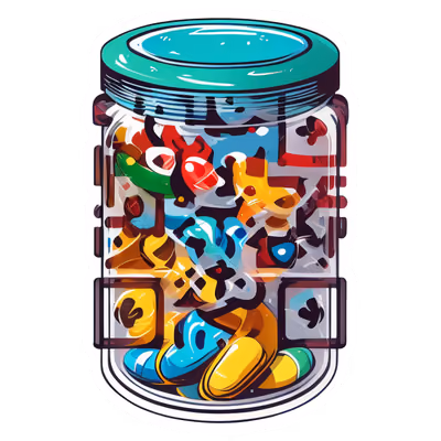 Баночка с таблетками, векторная наклейка: QR-код «яд и зелье» для стикеров — изображение 1