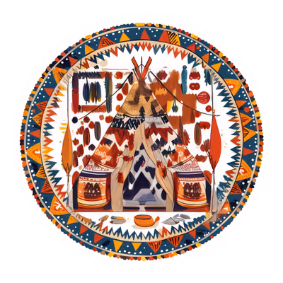 Nomad Tent Folk Pattern QR Code for Stickers — image 1