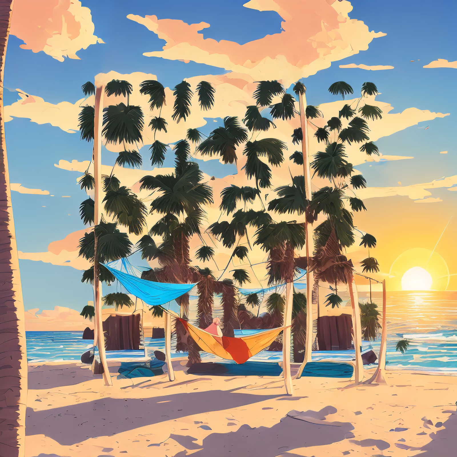 Beach Hammock Sunset Vector QR Code Art — image 1